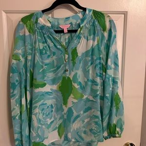 Lily Pullitzer floral silk top size small